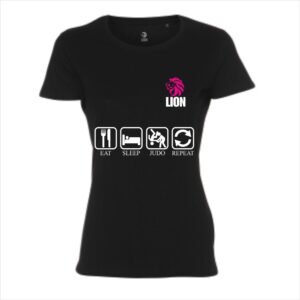 Lion T-shirt eat-sleep-judo-repeat black women